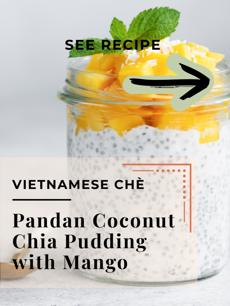 pandan coconut chia pudding with mango